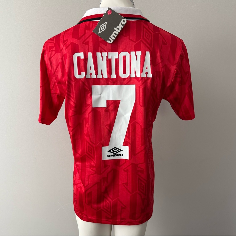 Eric Cantona Manchester United New Men’s Retro Vintage Red Umbro Soccer Jersey